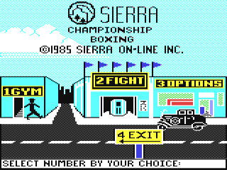 Sierra Championship Boxing title screen for Commodore 64